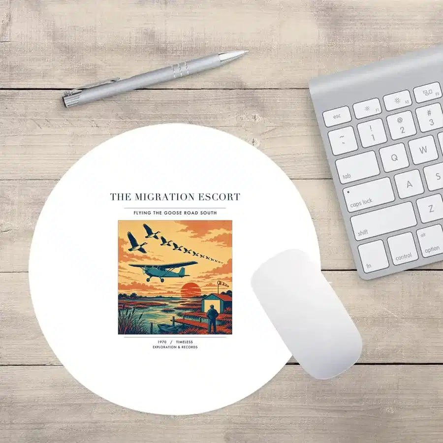 VINTAGE G4448 - The Migration Escort - Designed Mouse Pads design on white round