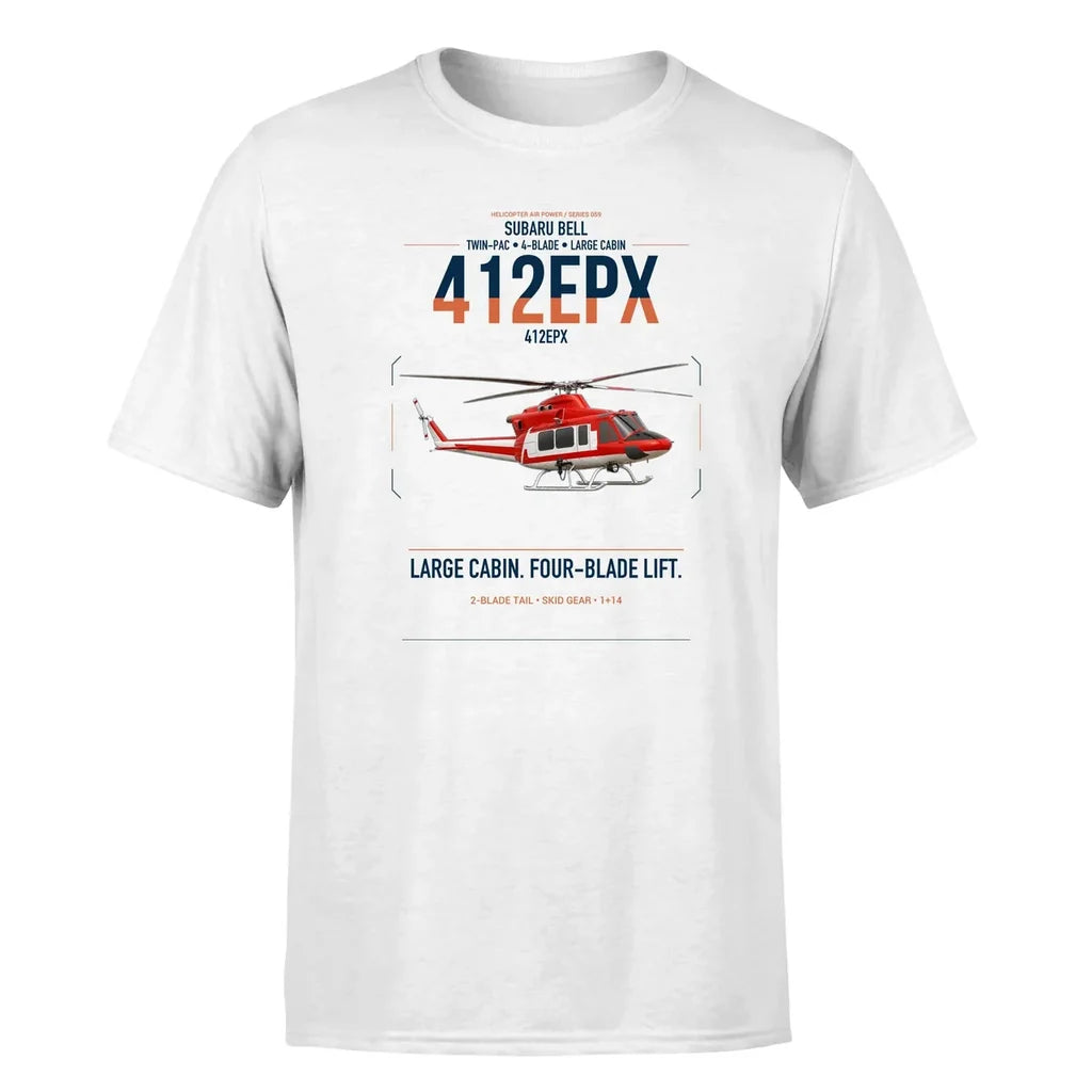 SUBARU Bell 412EPX design on white t-shirt, single-side print