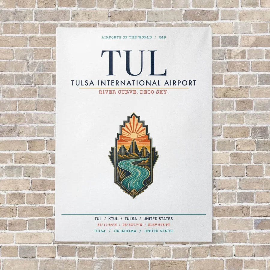 Tulsa International Airport TUL vertical canvas print - no frame - white background
