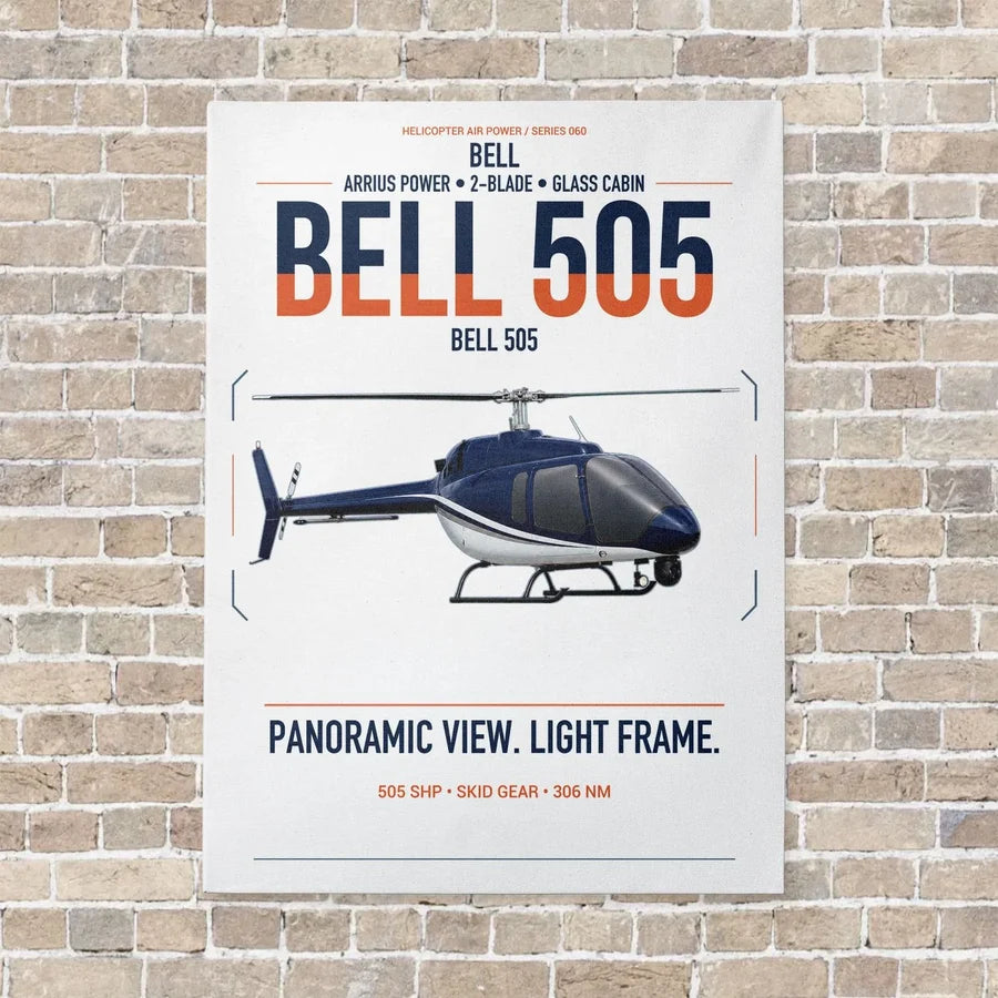 Bell 505 vertical canvas print - no frame - white background