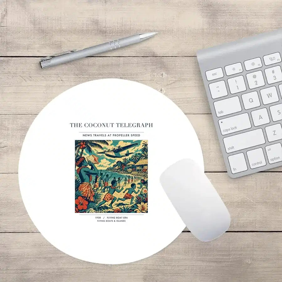 VINTAGE G4402 - The Coconut Telegraph - Designed Mouse Pads design on white round