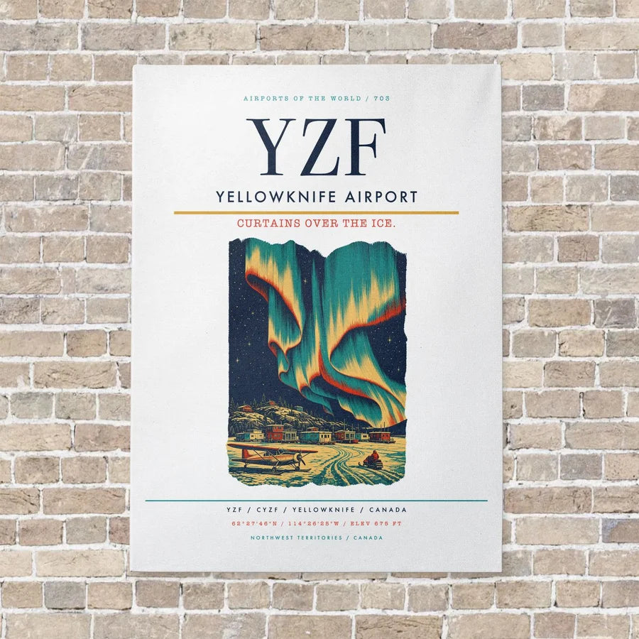 Yellowknife Airport YZF vertical canvas print - no frame - white background