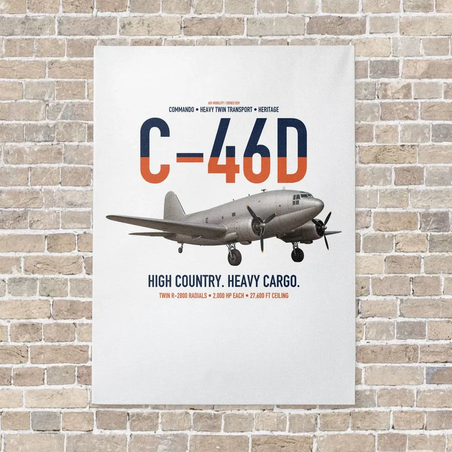 C-46D Commando vertical canvas print - no frame - white background