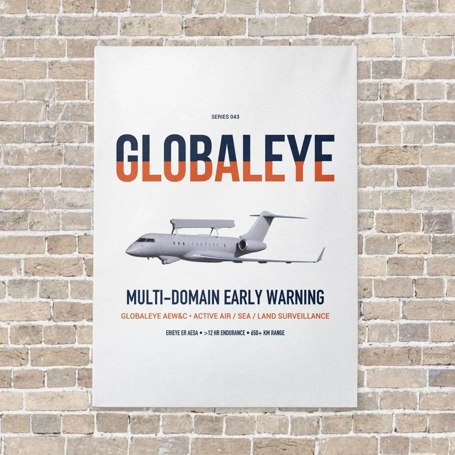 Saab GlobalEye vertical canvas print - no frame - white background