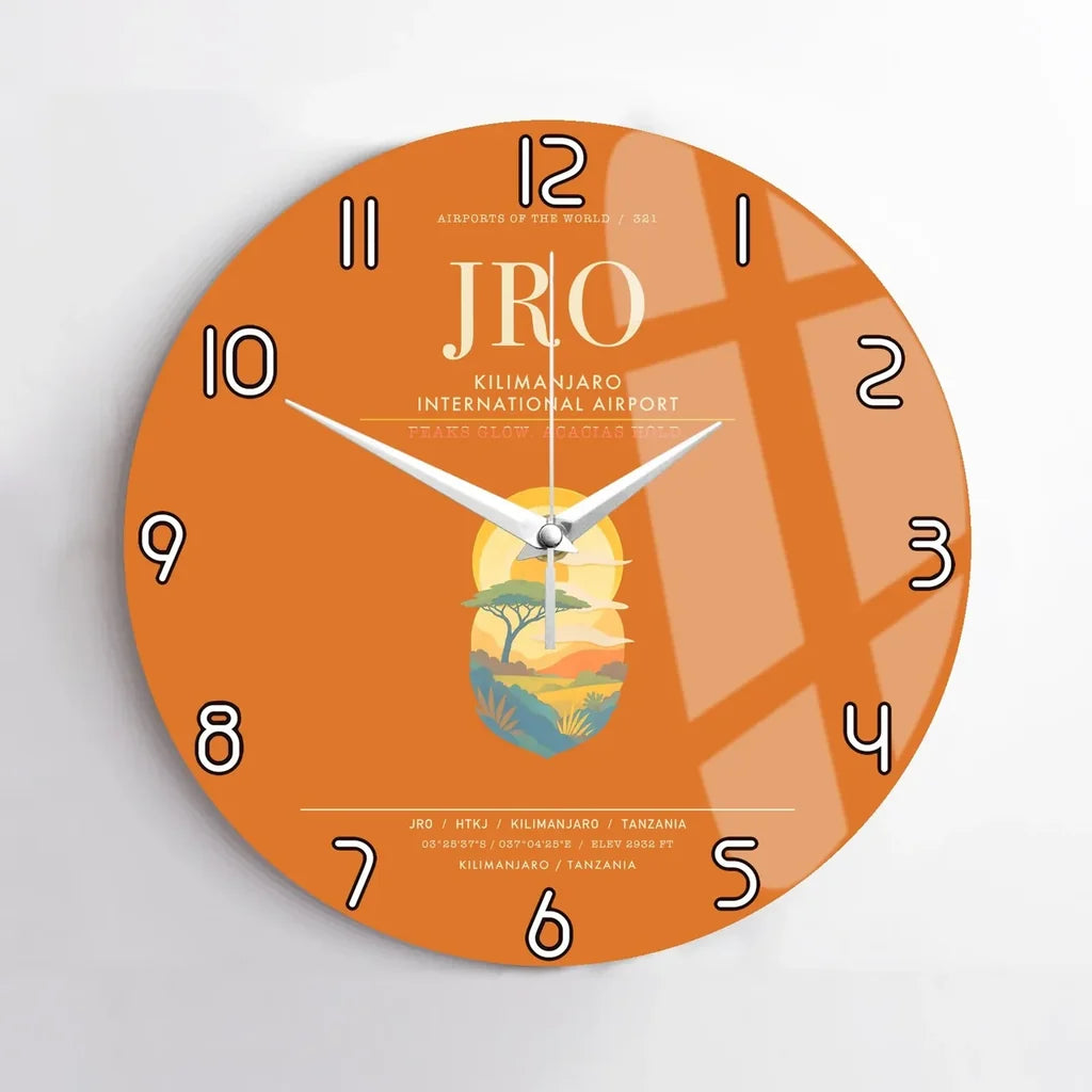 Kilimanjaro International Airport JRO Wall-Clock No-Frame - Orange