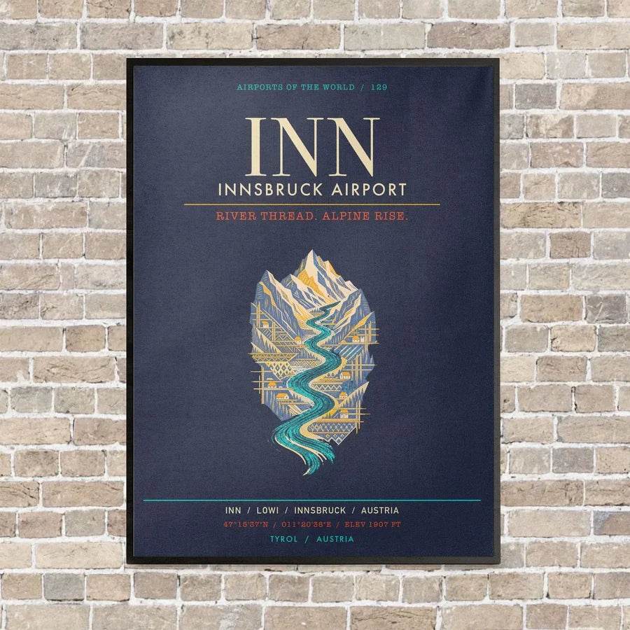 Innsbruck Airport INN - Canvas Framed - Navy Blue