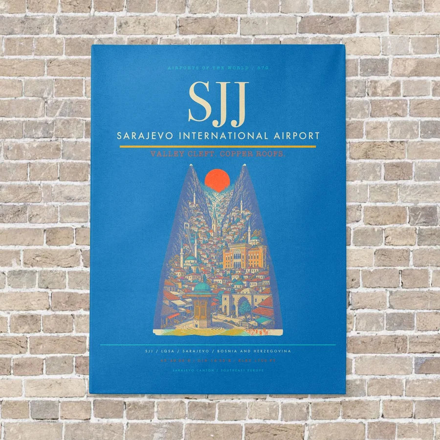 Sarajevo International Airport SJJ - Canvas No Frame - Turquoise
