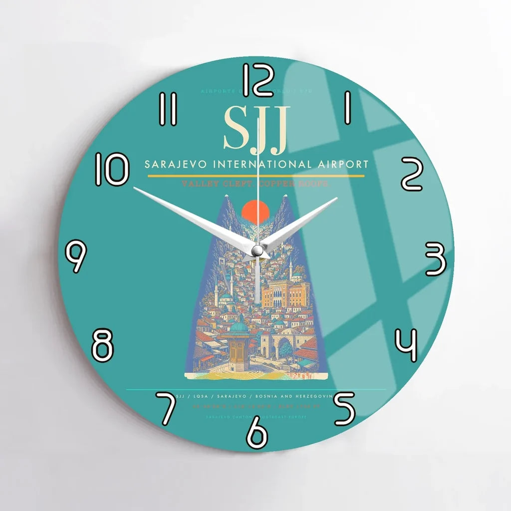 Sarajevo International Airport SJJ Wall-Clock No-Frame - Turquoise
