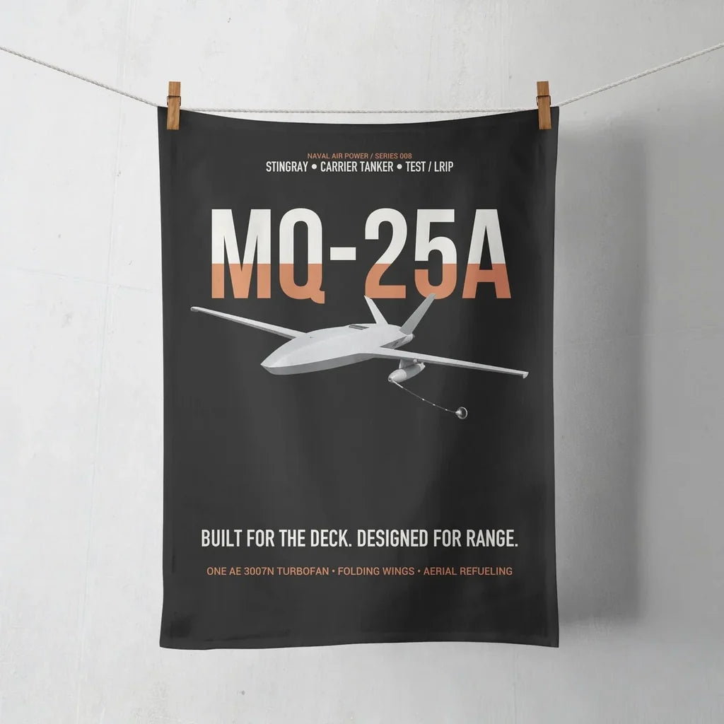 MQ-25A STINGRAY design on black towel