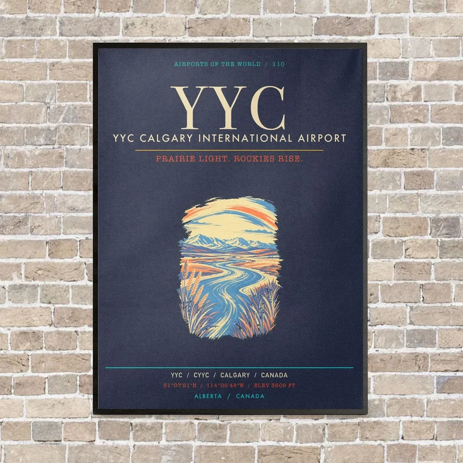 YYC Calgary International Airport - Canvas Framed - Navy Blue