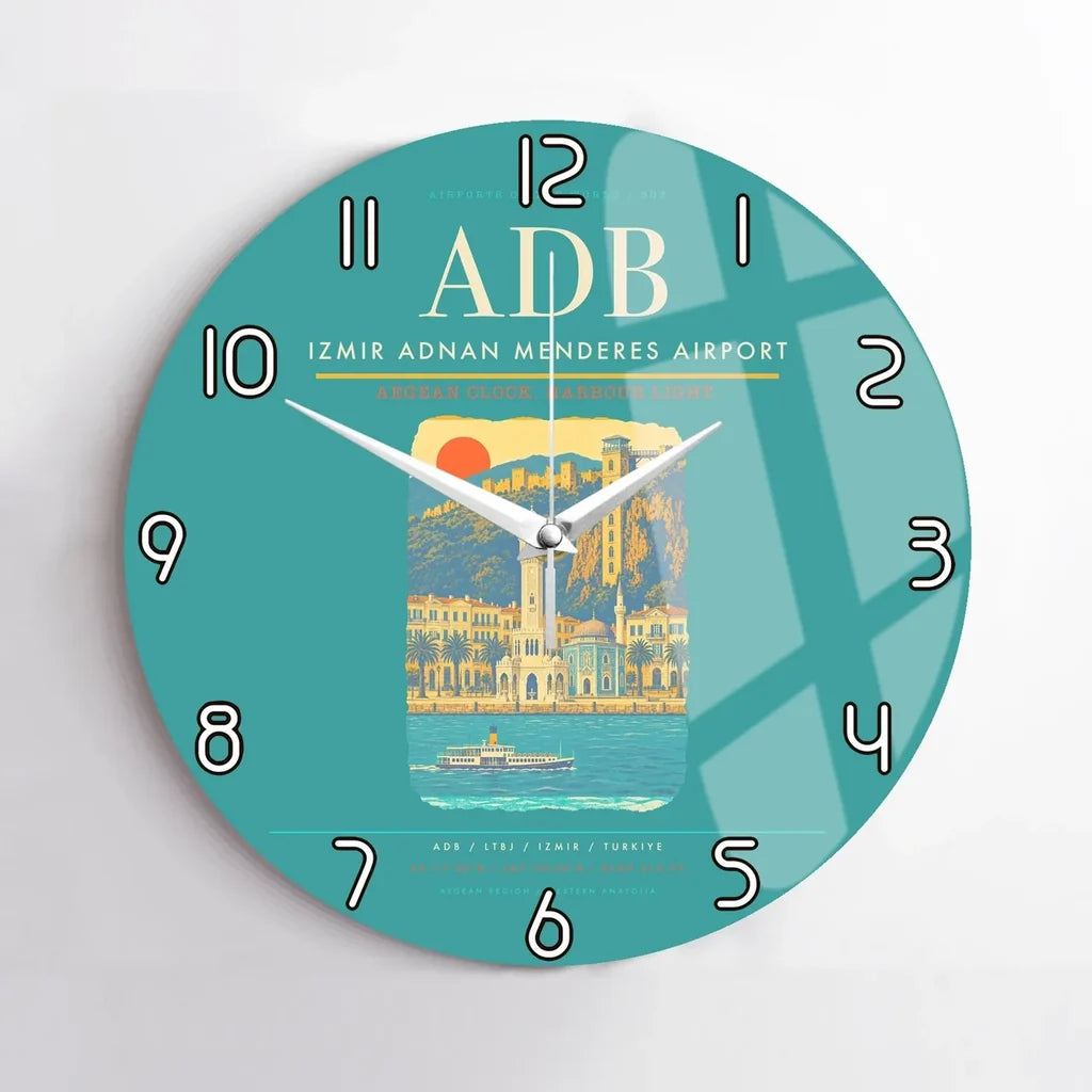 Izmir Adnan Menderes Airport ADB Wall-Clock No-Frame - Turquoise