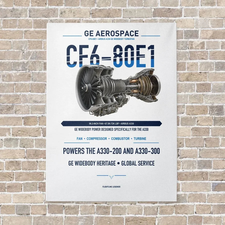 CF6-80E1 vertical canvas print - no frame - white background