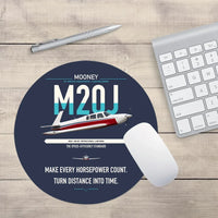 Thumbnail for Mooney M20J 201 design on navy blue round mouse pad