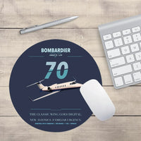 Thumbnail for Bombardier Learjet 70 design on navy blue round mouse pad