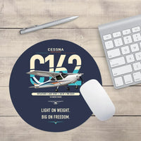 Thumbnail for Cessna 162 Skycatcher design on navy blue round mouse pad
