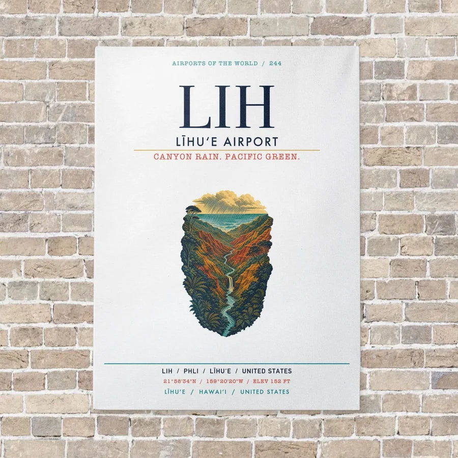 Līhuʻe Airport LIH vertical canvas print - no frame - white background