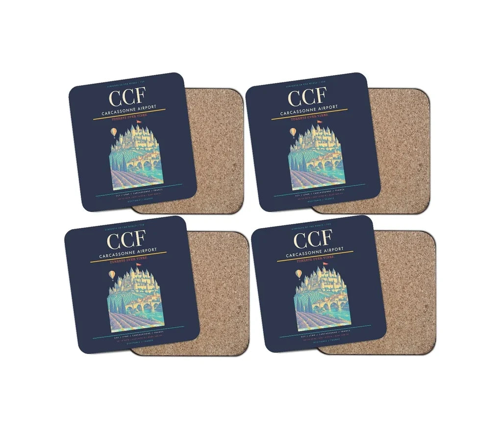Carcassonne Airport CCF Coaster 4-Pieces-Set - Navy Blue