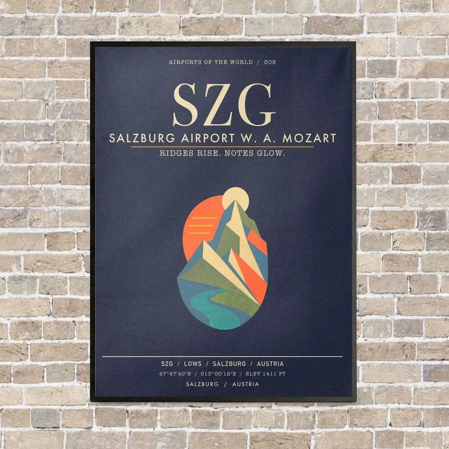 Salzburg Airport SZG - Canvas Framed - Navy Blue