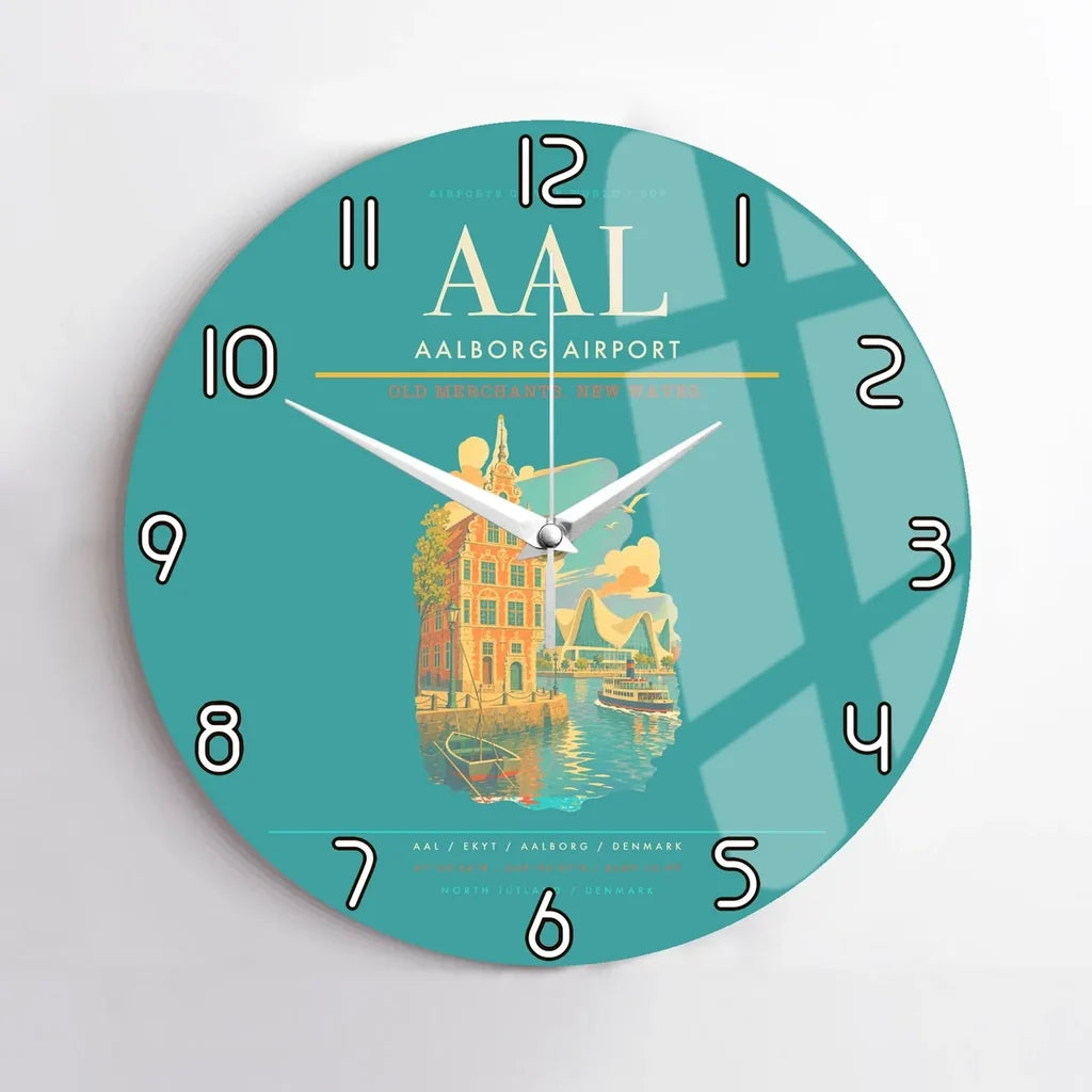 Aalborg Airport AAL Wall-Clock No-Frame - Turquoise