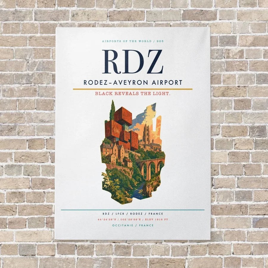 Rodez–Aveyron Airport RDZ vertical canvas print - no frame - white background