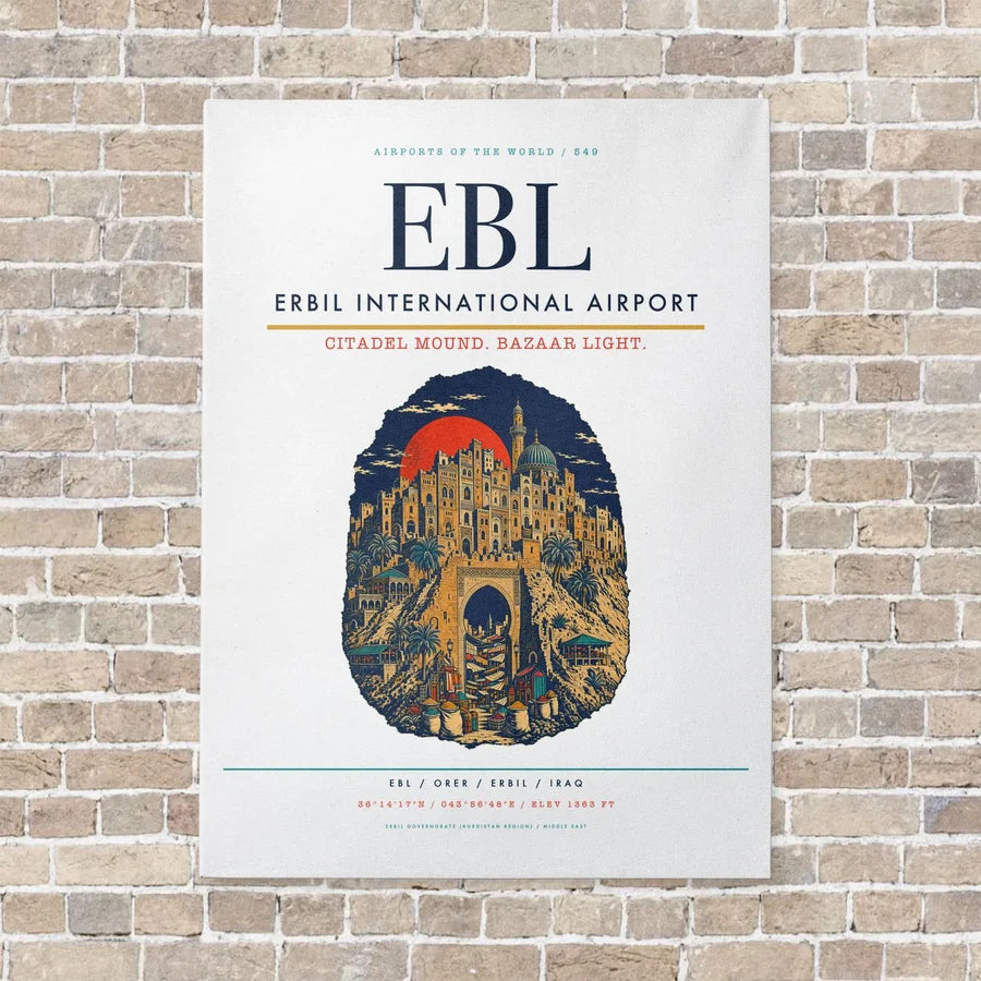 Erbil International Airport EBL vertical canvas print - no frame - white background