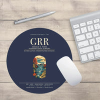 Thumbnail for Gerald R. Ford International Airport Grand Rapids (GRR) design on navy blue round mouse pad