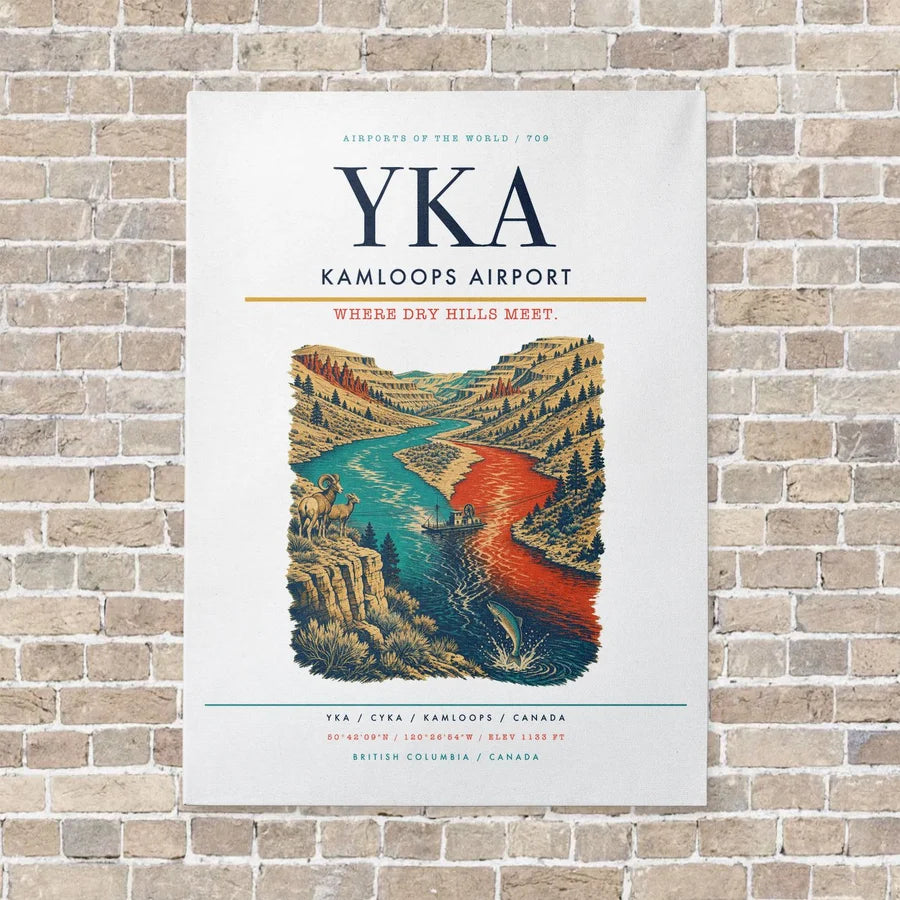 Kamloops Airport YKA vertical canvas print - no frame - white background
