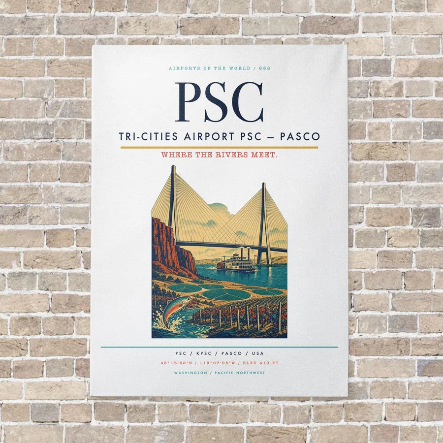 Tri-Cities Airport PSC — Pasco vertical canvas print - no frame - white background