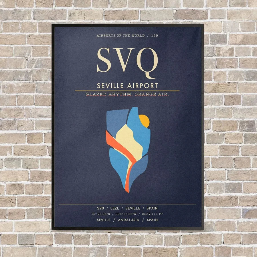 Seville Airport SVQ - Canvas Framed - Navy Blue