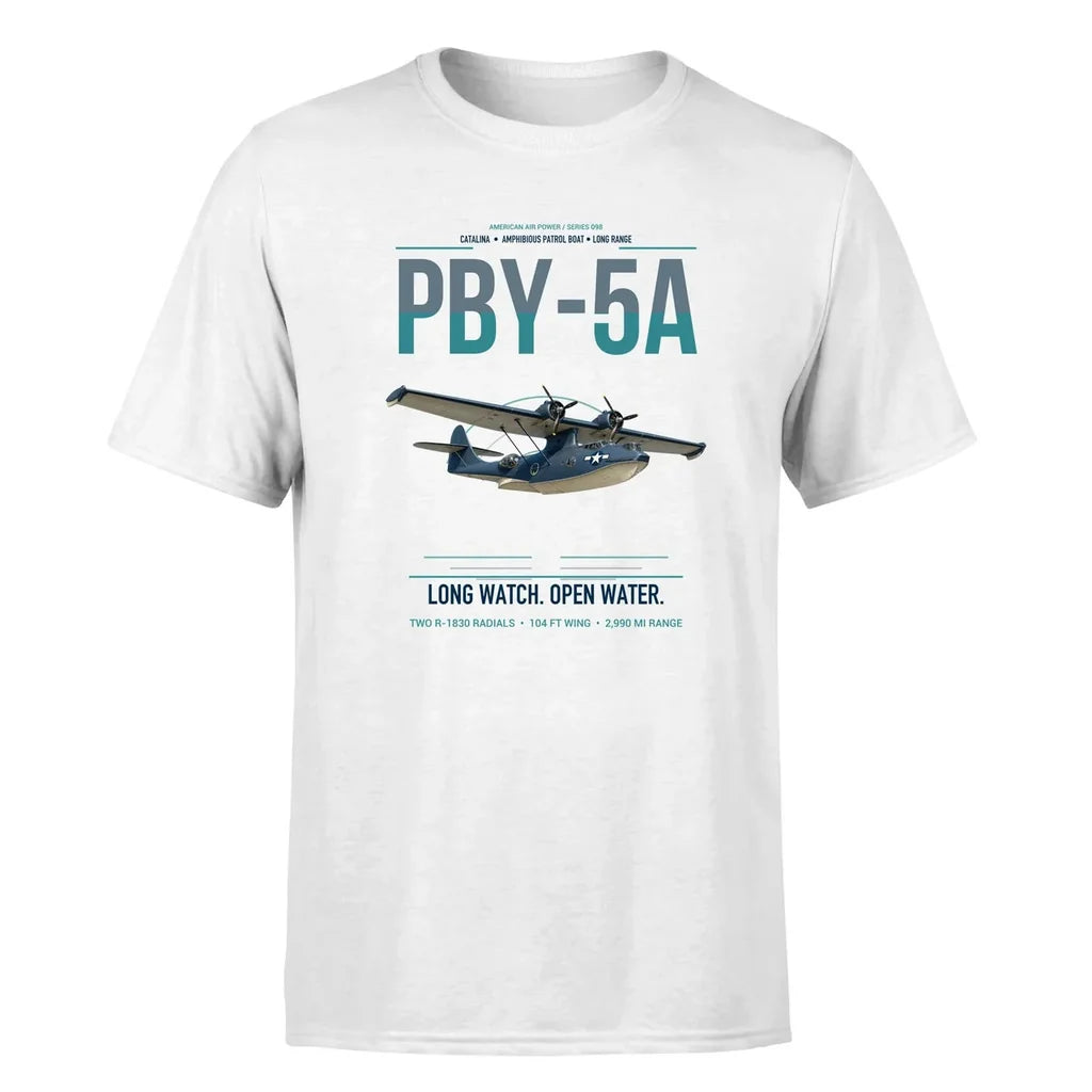 PBY-5A Catalina design on white double-side t-shirt, single-side print