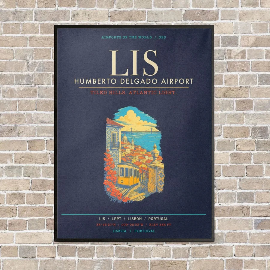 Lisbon Humberto Delgado Airport LIS - Canvas Framed - Navy Blue