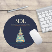 Thumbnail for Mandalay International Airport (MDL) design on navy blue round mouse pad