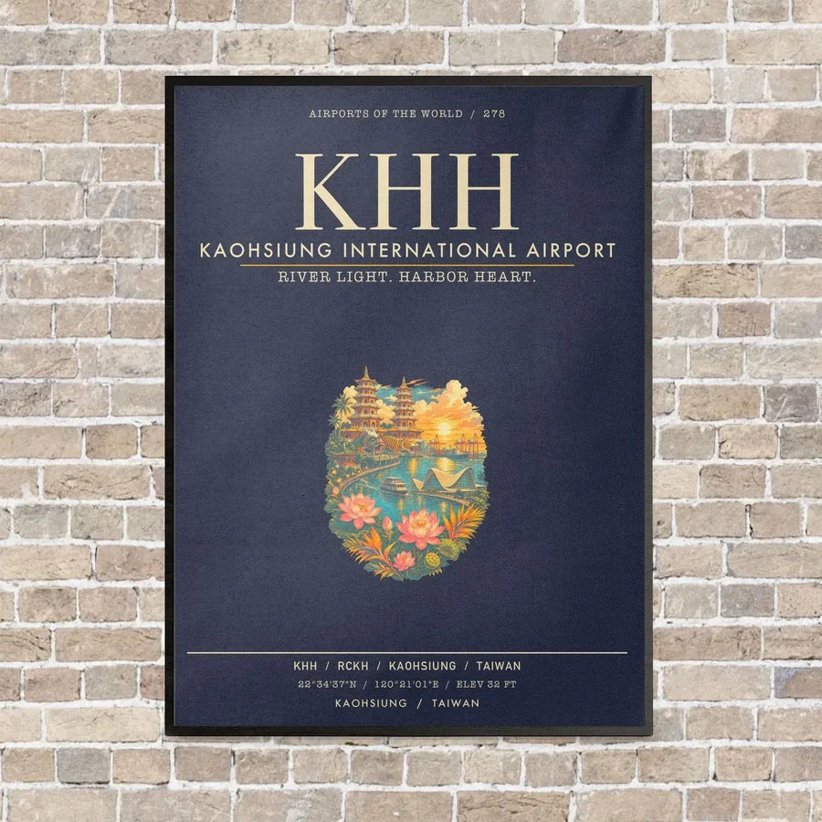 Kaohsiung International Airport KHH - Canvas Framed - Navy Blue