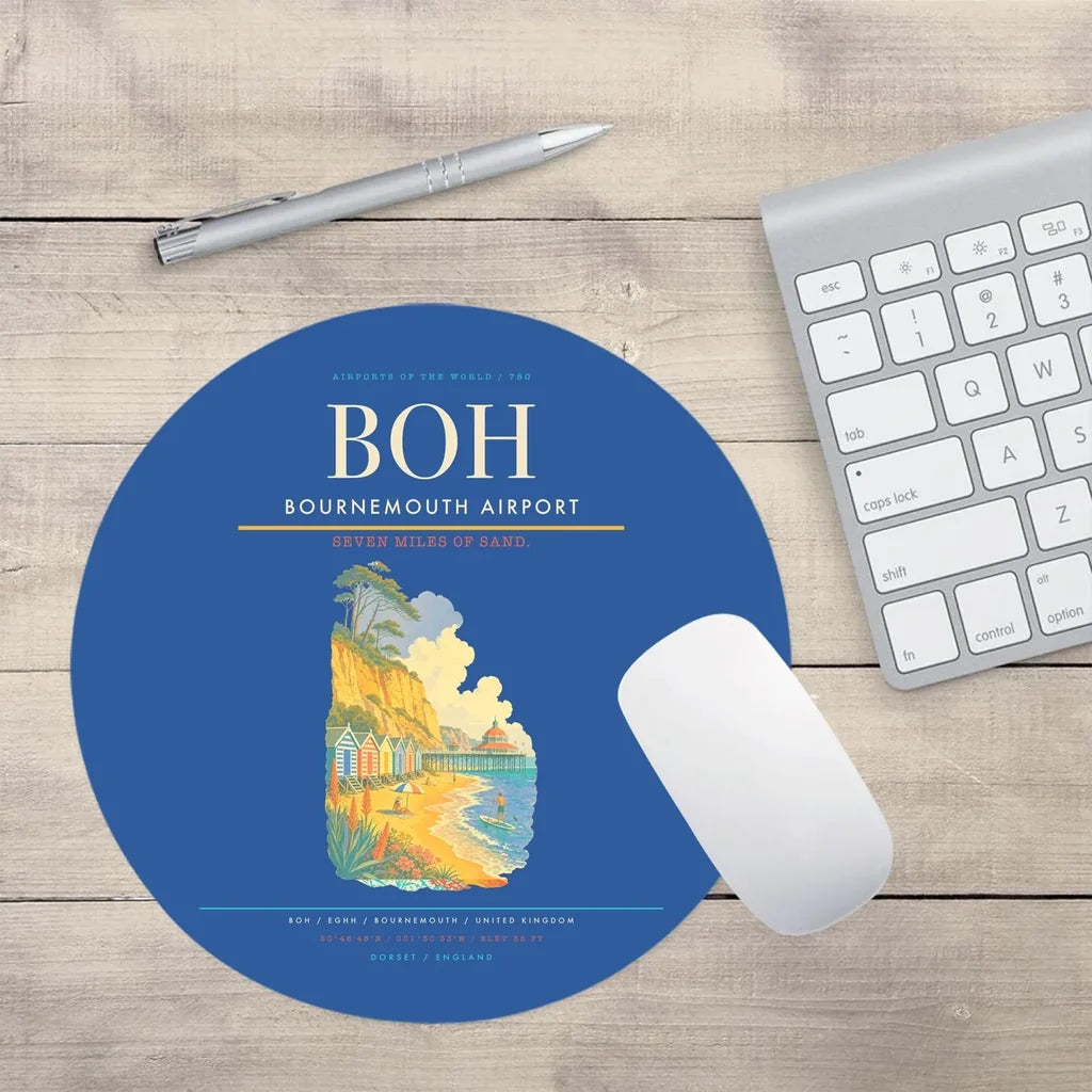 Bournemouth Airport BOH Mouse-Pad Round - Blue
