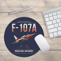Thumbnail for F-107A Ultra Sabre design on navy blue round mouse pad