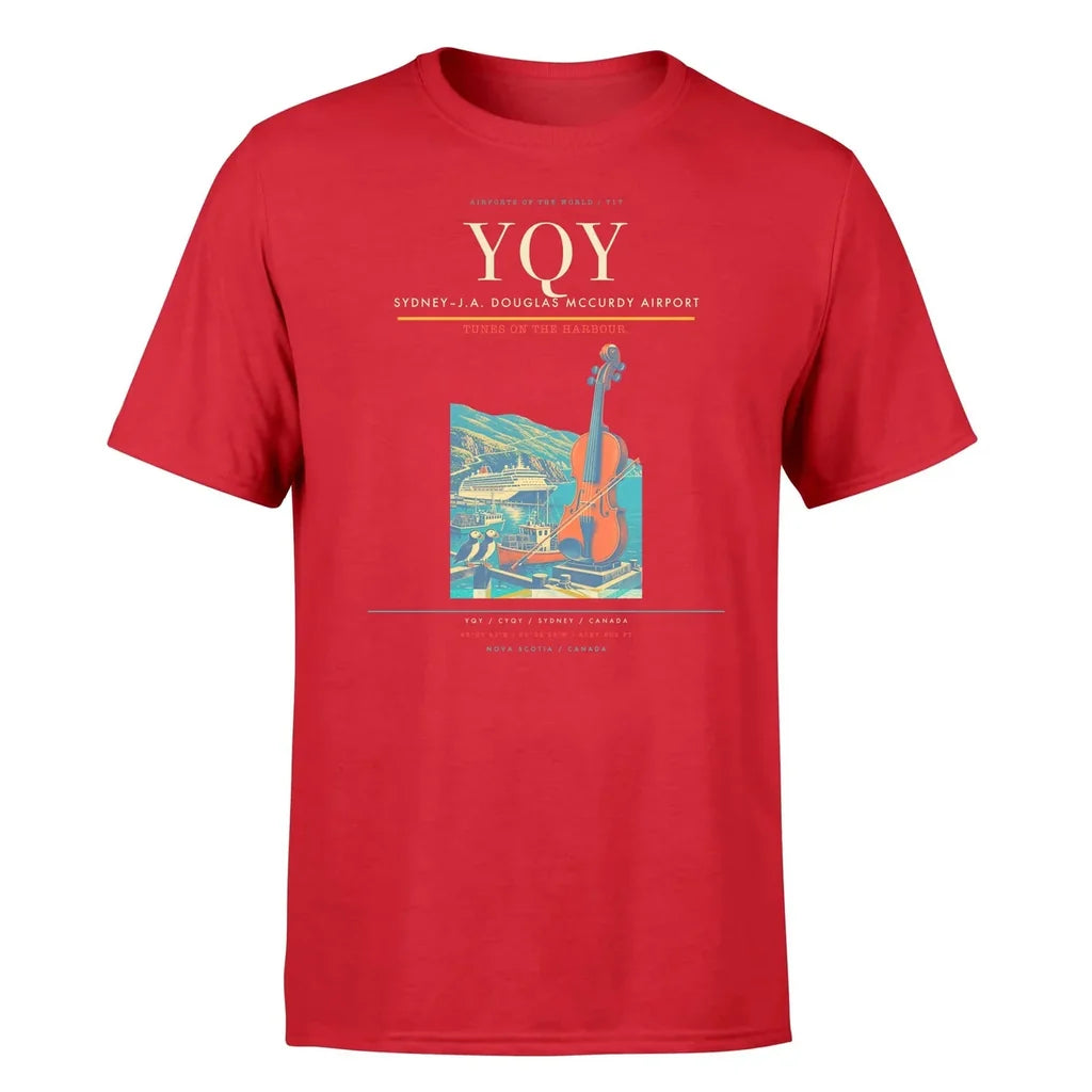 Sydney–J.A. Douglas McCurdy Airport (YQY) T-Shirt single-side front print in Red | sydneyja-douglas-mccurdy-airport-yqy-double-side-t-shirt