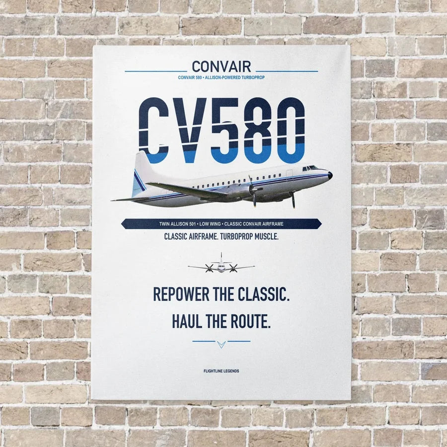 Convair 580 vertical canvas print - no frame - white background