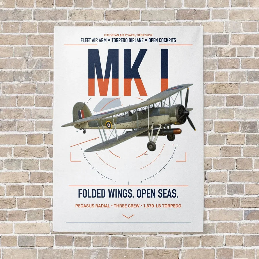 Fairey Swordfish Mk I vertical canvas print - no frame - white background