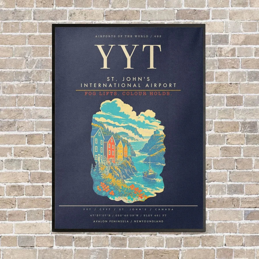 St. John's International Airport YYT - Canvas Framed - Navy Blue
