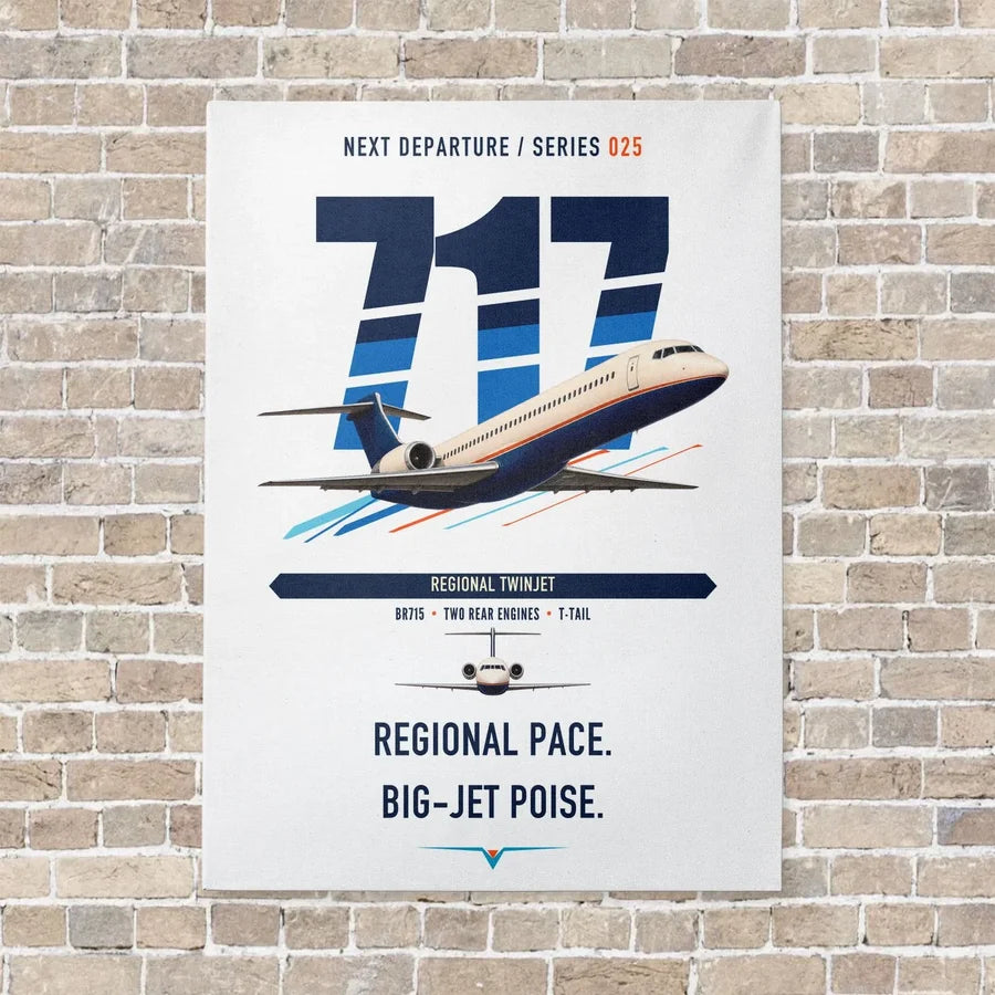 Boeing 717-200 vertical canvas print - no frame - white background