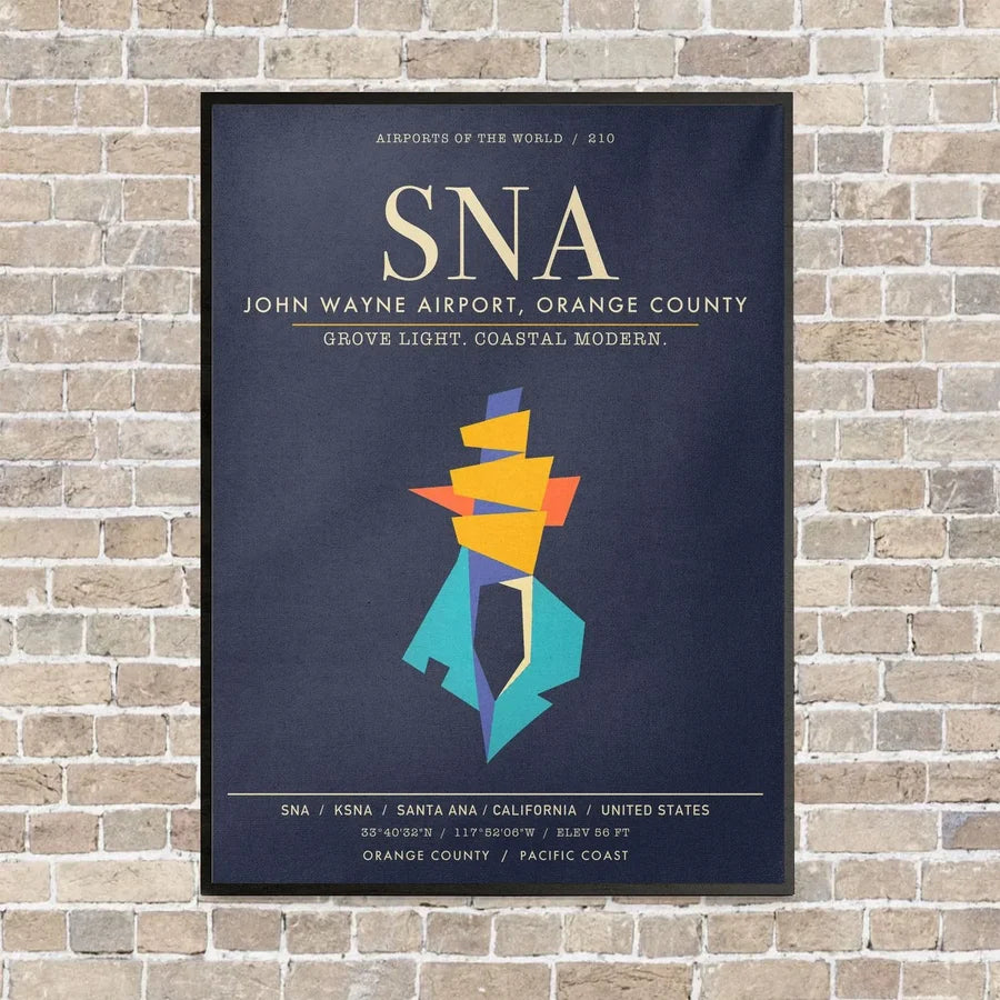 John Wayne Airport Orange County SNA - Canvas Framed - Navy Blue