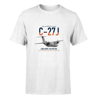 Thumbnail for C-27J Spartan design on white double-side t-shirt, single-side print