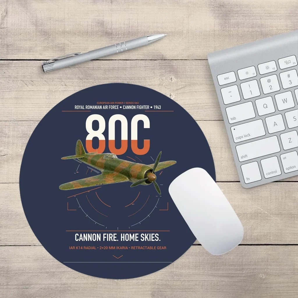 IAR 80C design on navy blue round mouse pad