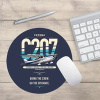 Thumbnail for Cessna T207A Stationair 8 design on navy blue round mouse pad