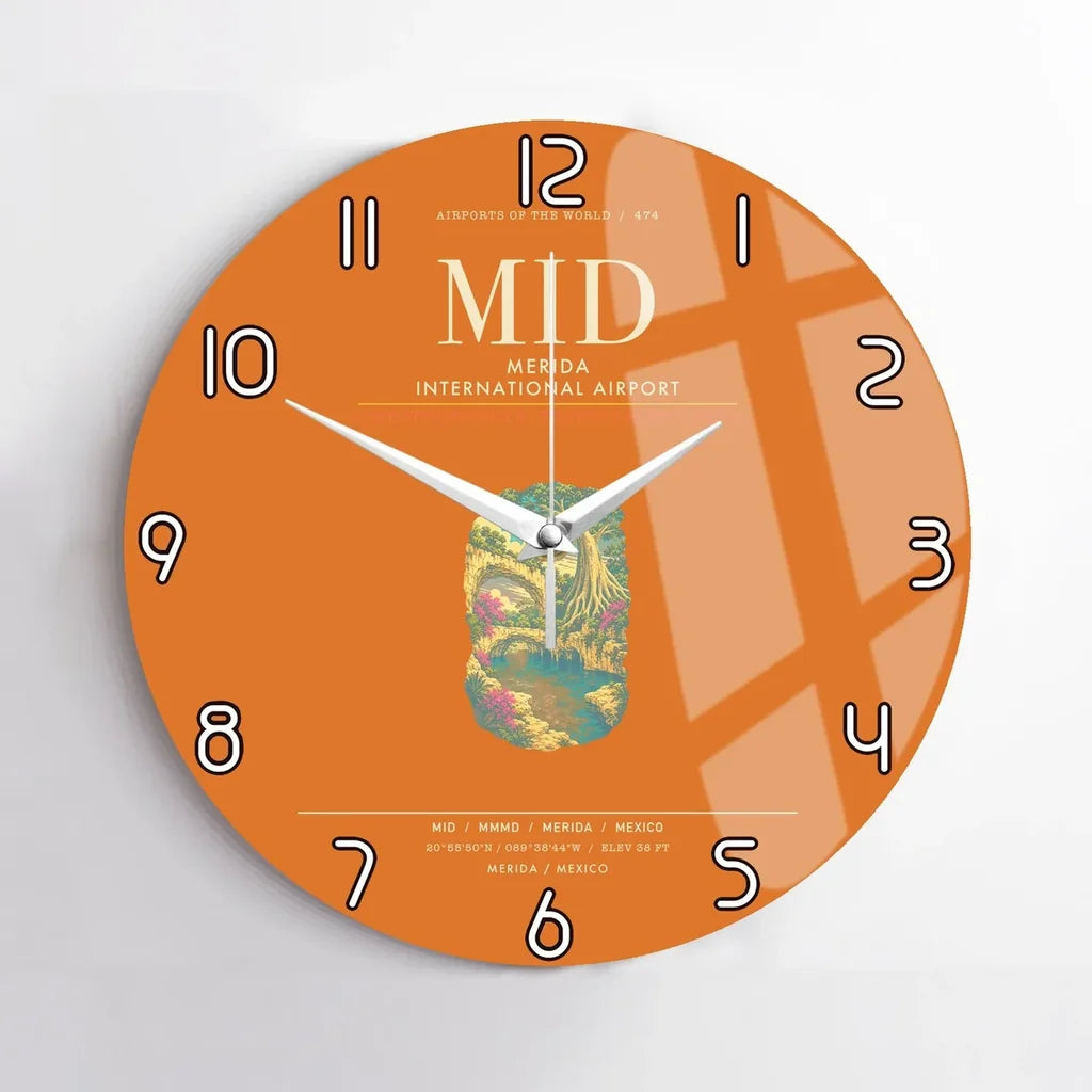 Merida International Airport MID Wall-Clock No-Frame - Orange