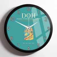 Thumbnail for Doha Hamad International Airport DOH Wall-Clock Framed - Turquoise