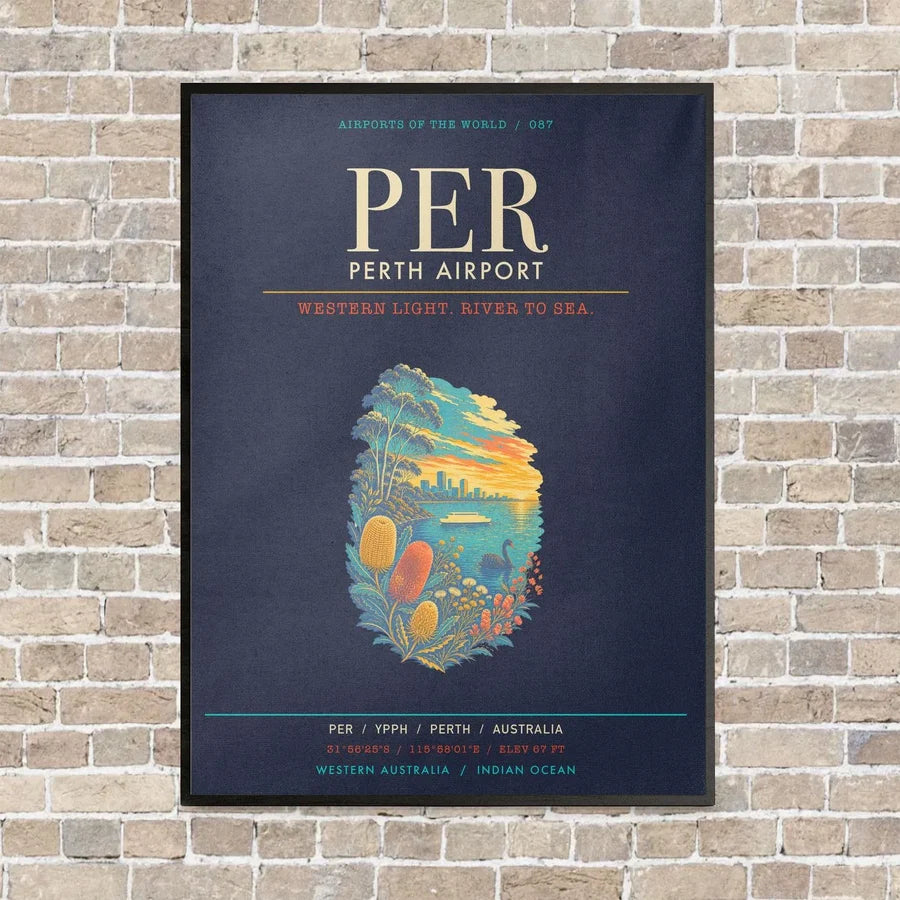 Perth Airport PER - Canvas Framed - Navy Blue