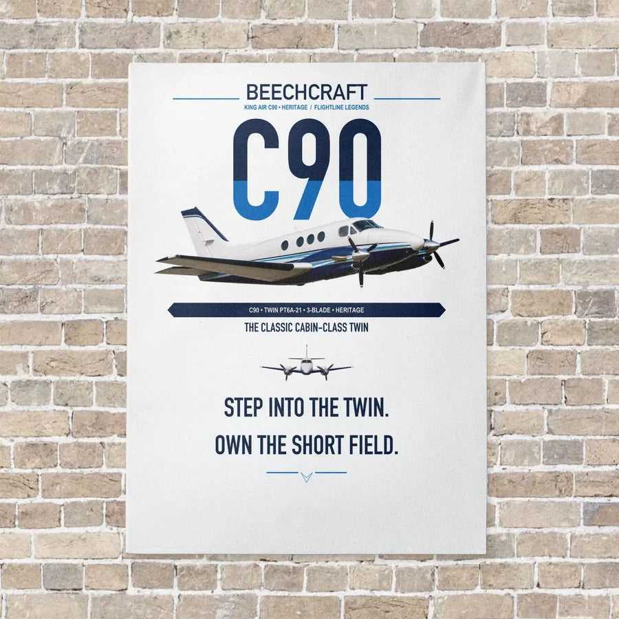 Beechcraft King Air C90 vertical canvas print - no frame - white background