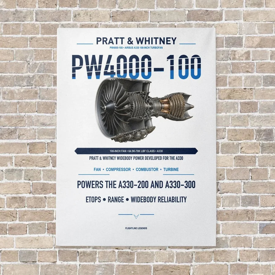 PW4000-100 vertical canvas print - no frame - white background