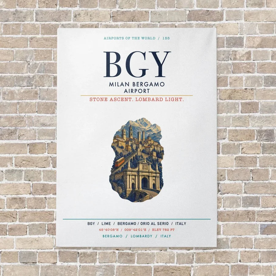 Milan Bergamo Airport BGY vertical canvas print - no frame - white background